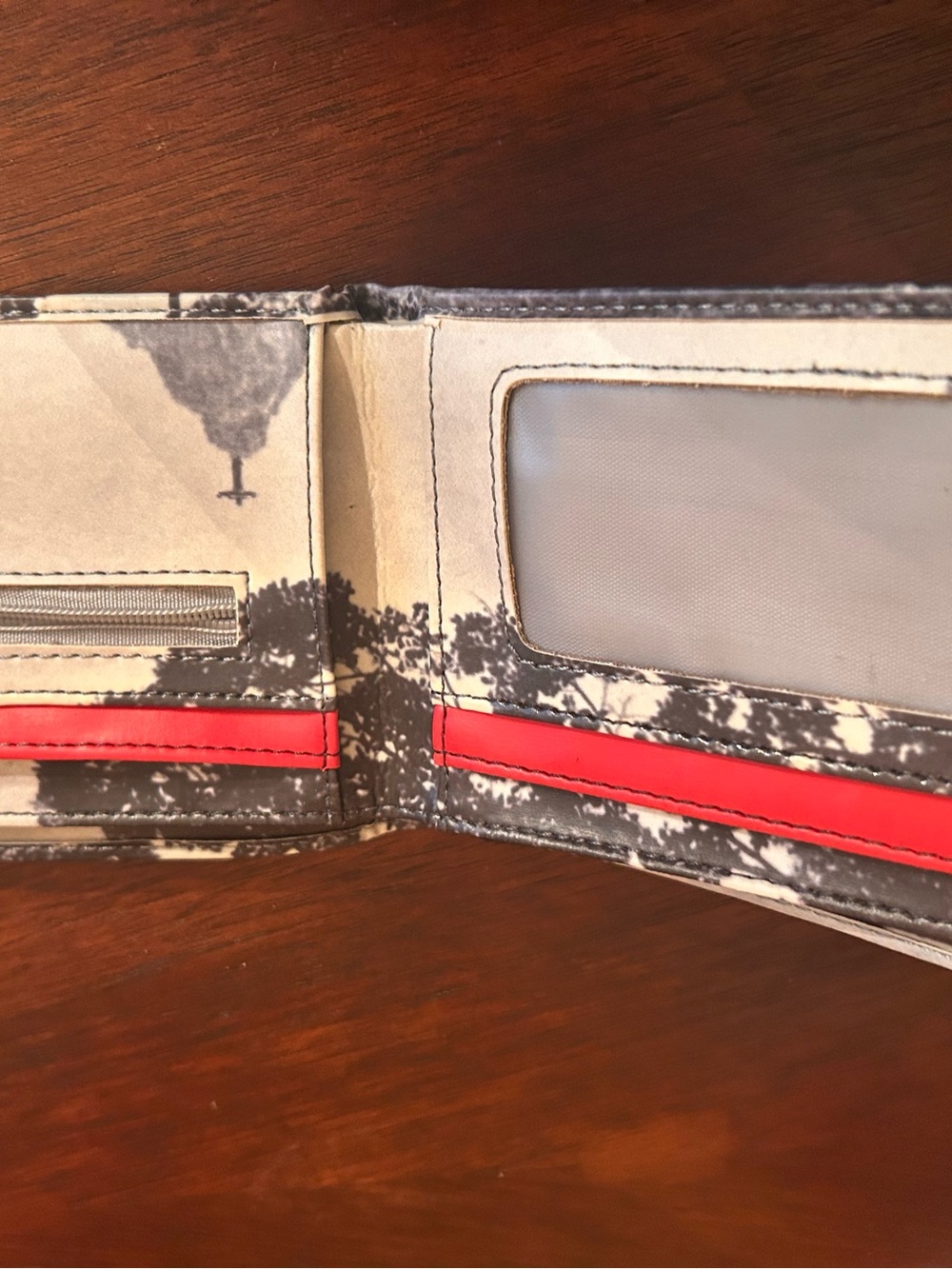 Men's Card Holder Wallet with Red Trim
